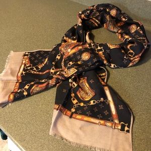 🎗️🌇🤎🔓 Vintage Chain Print Scarf 🔓🤎